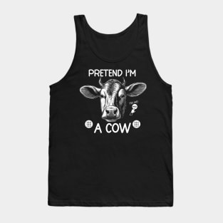 Funny Pretend I'm a Cow with MOO Button Cow Halloween Costume Party shirt. Tank Top